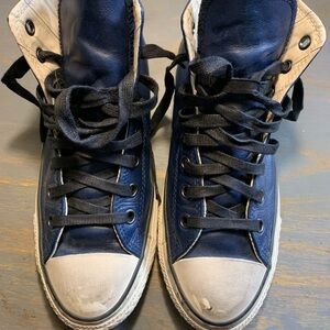 Converse x John Varvatos Leather Hightop Navy Sneakers 8.5 M 10.5 W